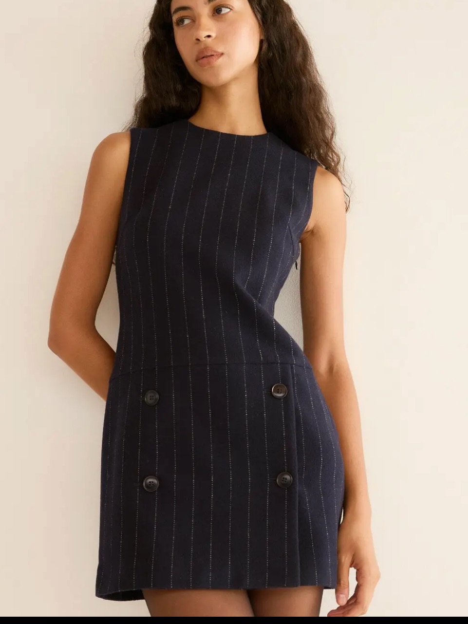 Nwt Doen Heirloom Navy Polly Dress Marianne Pinstripe Wool Mini Large